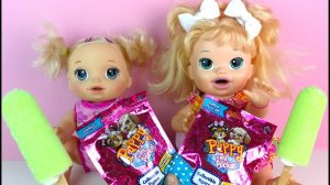 КУКЛЫ ПУПСИКИ Беби Элайв Открывают Сюрпризы Собачки Игрушки Кушают Мороженое