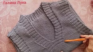 ?Вязание //простой жилет спицами,горловина и пройма связаны сразу?