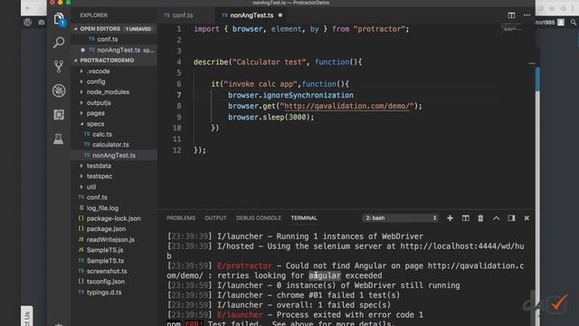 Setup for protractor e2e testing on non angular sites смотреть онлайн