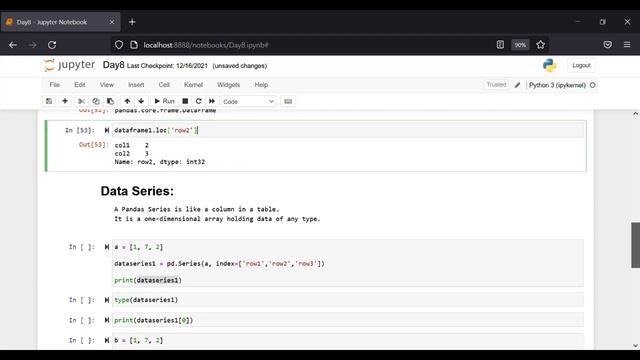 Python Tutorial 10 - Pandas,DataFrame and Dataseries