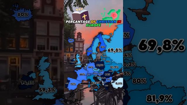 Percantage Christianity in Europe #trending #country #history #europe #viral #religion #mapping