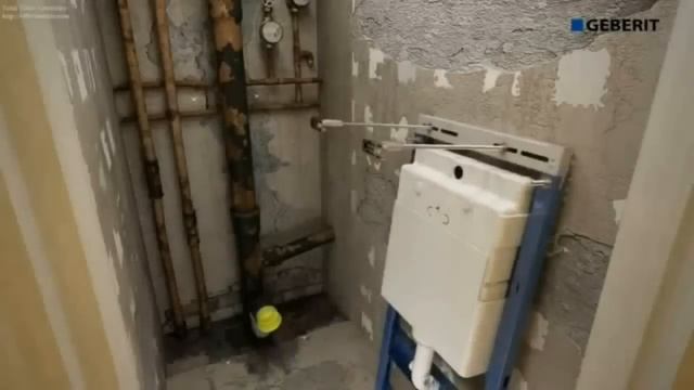 Инсталляция подвесного унитаза Geberit ПЛАТТЕНБАУ. Монтаж в типовом санузле. Инструкция по установк смотреть онлайн