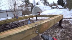 Обвязка свайного фундамента пакетом досок (2 часть).