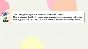 C++ : Why pcre regex is much faster than c++11 regex