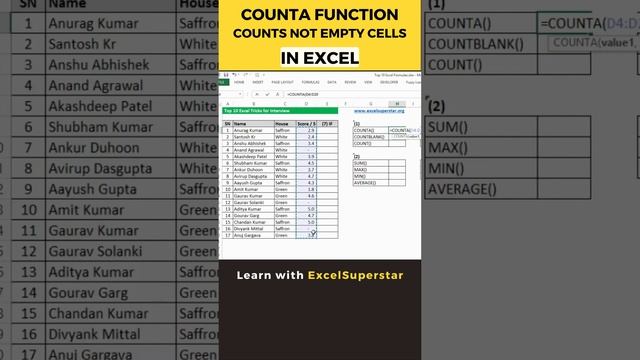 Count cells that are not empty #excel