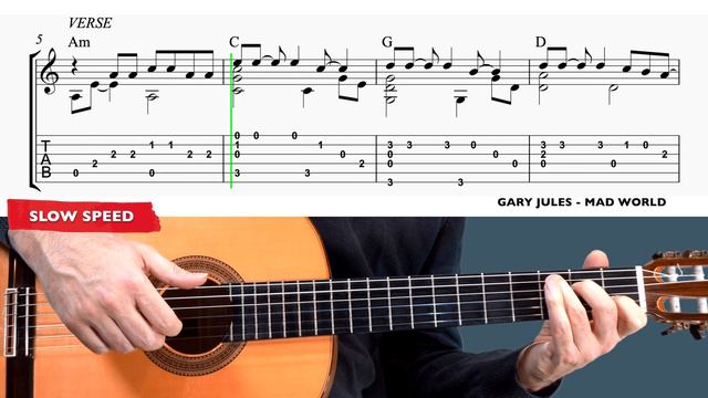 Mad World (Gary Jules) - Fingerstyle Guitar Tutorial + TAB смотреть онлайн