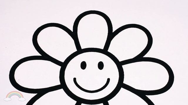 Cute Rainbow Coloring Pages | How to Draw Rainbow and Clouds for Kids