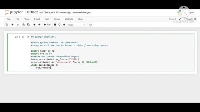 How to invert a video frame using opencv in python? #opencv #imageprocessing #python #python_seeker