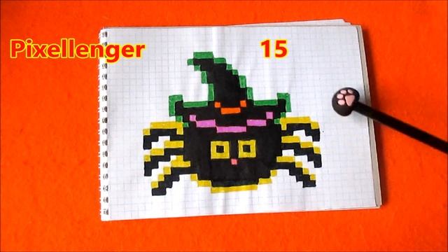 Обзор рисунков по клеточкам на Хэллоуин Overview Drawing simple  Halloween Pictures Pixel Art