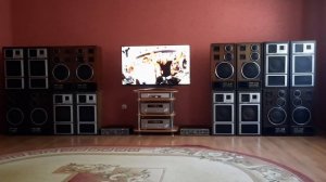 16 колонок s90. 2 усилителя одиссей 100у-021 и 2 ресивера yamaha rx-v 1600.