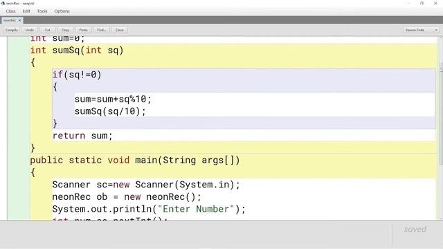 Neon Number using Recursion in Java | ISC Computer
