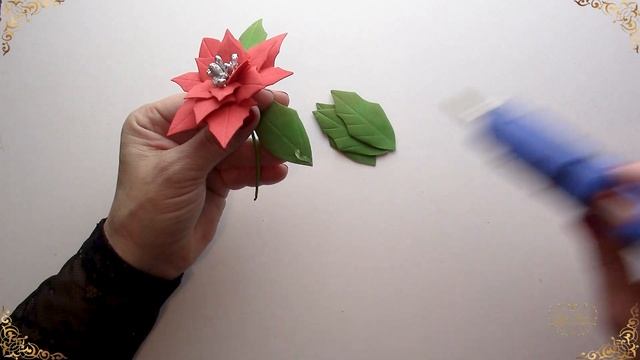 Пуансеттия Рождественская звезда из фоамирана МК   Poinsettia Christmas Star From Foamiran MK