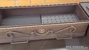 Мангал "Шеф-повар Коричневый" с большой крышей и печкой для казана объемом 16 литров