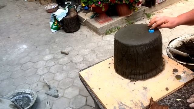 115. Цветочный горшок из бетона. Просто и нeдорого.