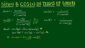 Expressing sin(x) and cos(x) in terms of t = tan(x/2)