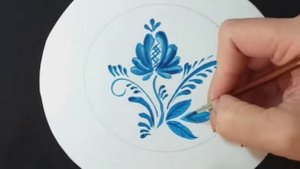 По мотивам гжельской росписи  Роспись на тарелке. Овчинникова Н.Б.