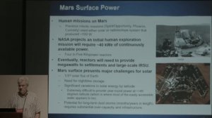 Dr. David Poston - Small Nuclear Reactors for Mars - 21st Annual Mars Society Convention