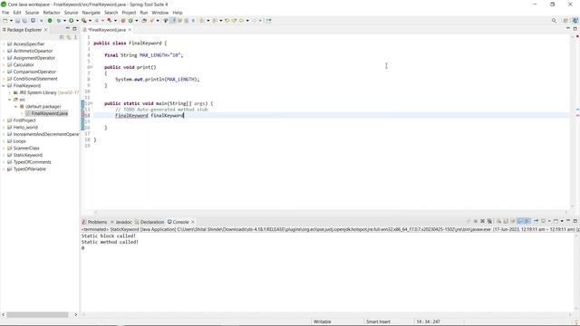 final keyword in java | Types of Keywords in java | core java tutorials , beginner to advance