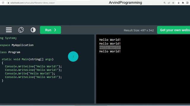 How to output values in C sharp | difference between Writeline and Write@arvindprogramming