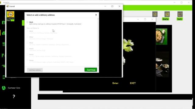 C# project Food delivery desktop application with login ,registration forms and sql connection