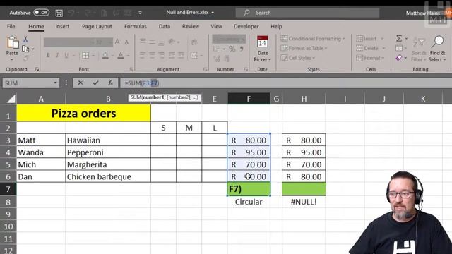 Level 2 Excel Lesson 6: #NULL! and circular reference in Excel смотреть онлайн