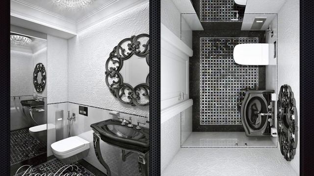 Дизайн прихожей, дизайн гоствевого санузла, дизайн санузла в Арт-Деко. смотреть онлайн