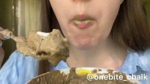 Bowl of chalk in clay paste | wet feast | clay eating with spoon | chalk eating