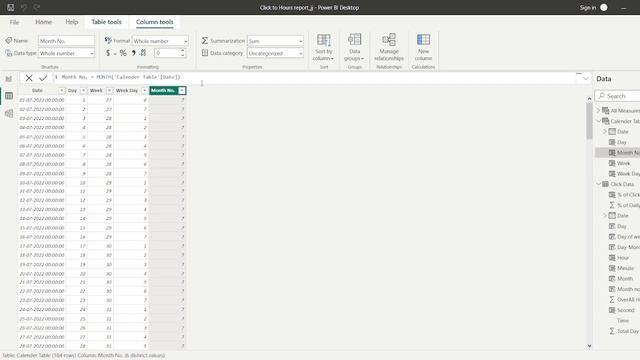 Extract Month Name and Month No  from a Date Column in Power BI. #powerbi #dax   #daxfunctions