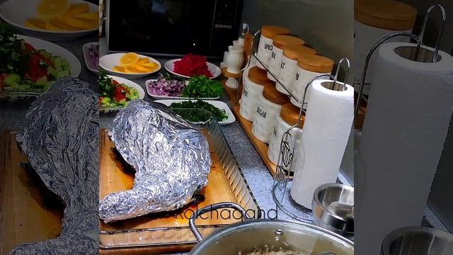 ?Гӯсфанди танӯрӣ дар тафтдон?Запеченная баранья нога в фольге в духовке для праздничного стола смотреть онлайн