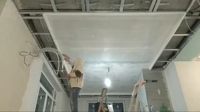 Поклейка стеклохолста на потолок смотреть онлайн