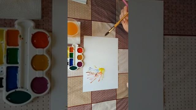 Рисование в технике раздувания краски.