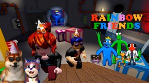 Убегаем от РАДУЖНЫХ ДРУЗЕЙ! Синий против Доги и Котенка. Rainbow Friends Roblox.
