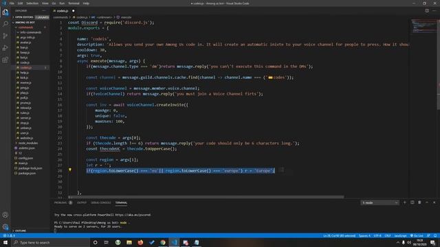 Among Us Code Command! - Discord.js (2020)
