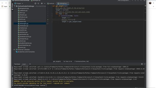 Python edabit Challenge : Length of a Nested List