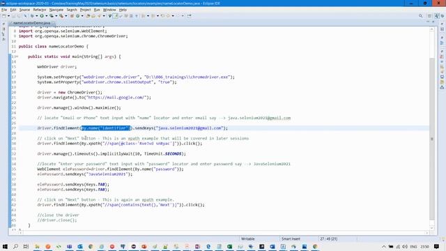 011 | Automation | name locator example | java-selenium | automate gmail login in selenium