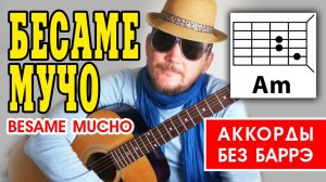 БЕСАМЕ МУЧО (BESAME MUCHO) НА РУССКОМ -ПРОСТАЯ ПЕСНЯ НА ГИТАРЕ (АККОРДЫ БЕЗ БАРРЭ, БОЙ) РАЗБОР COVER