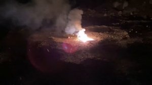 Горение смеси марганцовки и серебрянки (алюминиевой пудры)