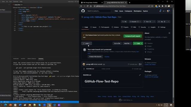 2.2 GitHub Flow - P2: Create Repo ... Push - Open Pull Request - Get reviewed & Marge.