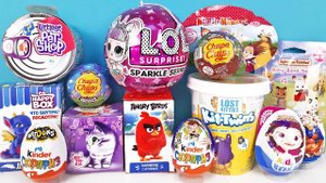 15 Киндер Сюрпризов, Unboxing Kinder Surprise LOL SPARKLE DOLLS,Сказочный патруль,ANGRY BIRDS,БЕН 10