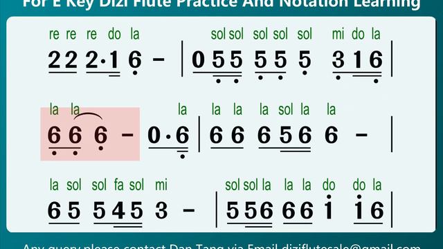 Video Score 《Sān Shēng Shí Xià-三生石下》number notation for E key dizi flute practice смотреть онлайн