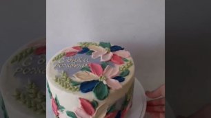 Торт с мазковой техникой - расписной торт