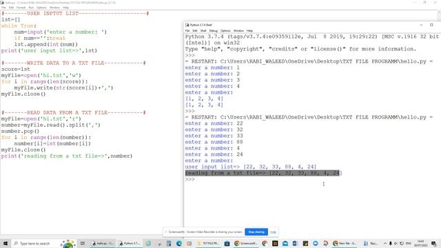 copy data to a text file using python programming(PART 3)