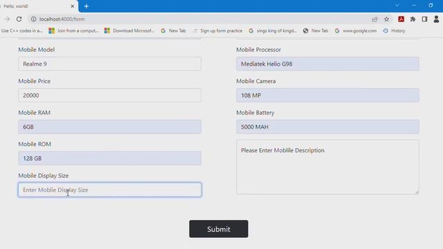 React Js Form