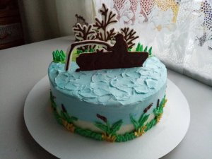 Торт для мужчины рыбака. Торт на день рождения.Украшение торта..