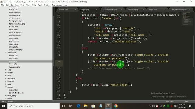 20. Codeigniter Mini Project Use of Session  Set Flash Data