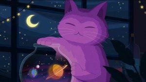 Пурпурный Кот | Стеклянная Колба | Планеты | Фэнтези – Видео Обои