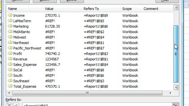 Excel -- #REF! in Name Manager: Episode 1581