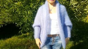 Кардиган - накидка из пряжи Alize Mohair Classic New