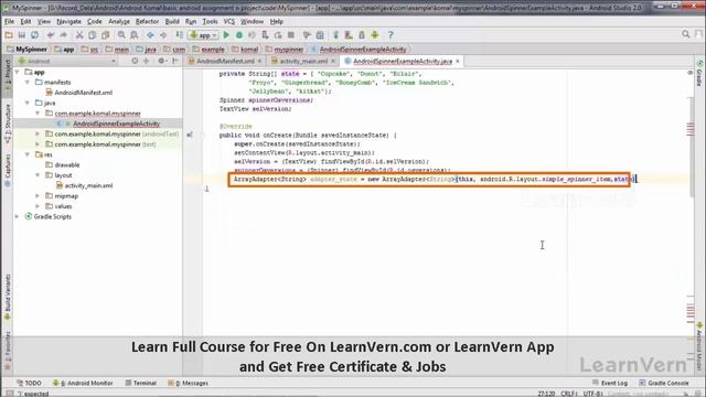 What is Spinner in Android Studio? How to add Spinner in Android Studio | Video in Hindi | LernVern
