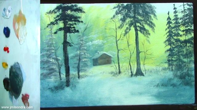 How to Paint Barn in the Snow Forest using Acrylic by JM Lisondra смотреть онлайн